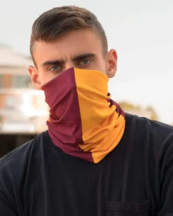INTO THE AM Burgundy And Gold Seamless Mask Bandana