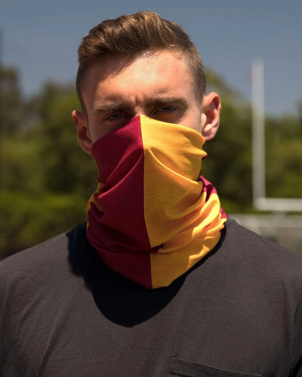 INTO THE AM Masks & Bandanas Cardinal And Yellow Seamless Mask Bandana 3 INTO THE AM Masks & Bandanas Cardinal And Yellow Seamless Mask Bandana